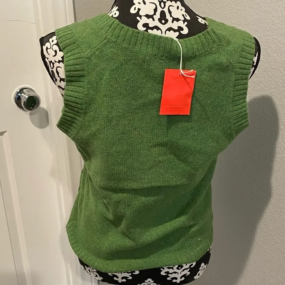 Boden green wool vest NWT